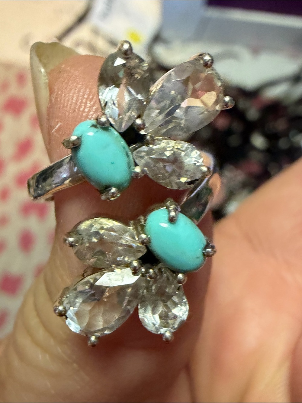 Signed stamped sterling and Kingman turquoise ring